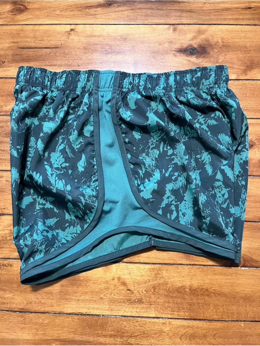 Nike Tempo Teal Green Abstract Print Athletic Running Shorts L
